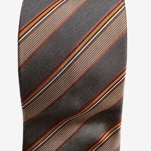 2/$30 LE CHATEAU Grey Woven Silk Stripe Tie Eclectic Grandpa